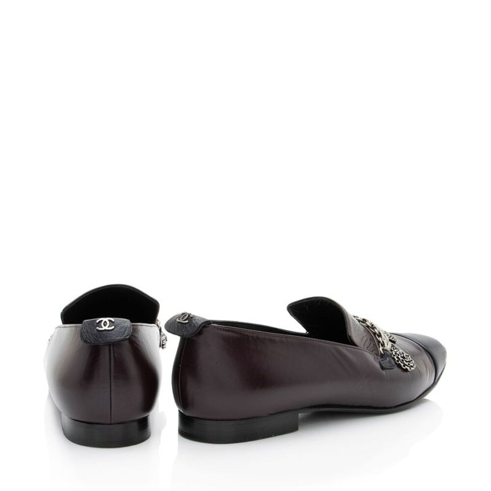 Chanel Crackled Goatskin CC Charm Cap Toe Loafers - Picture 3 of 8